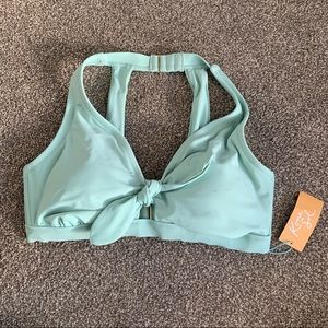 Kona Sol Mint Green Front Tie Bikini Top Size 14W